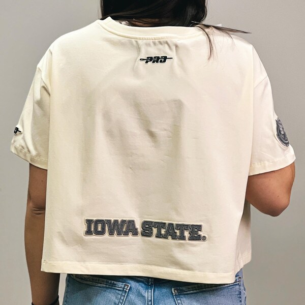 Pro Standard Women's I-State Off-White Boxy Cropped T-Shirt